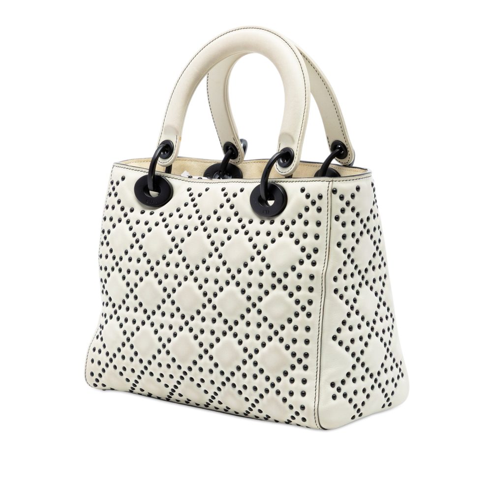 Pre-Loved Dior Medium Lambskin Cannage Studded Supple Lady Dior - Picture 2 of 8